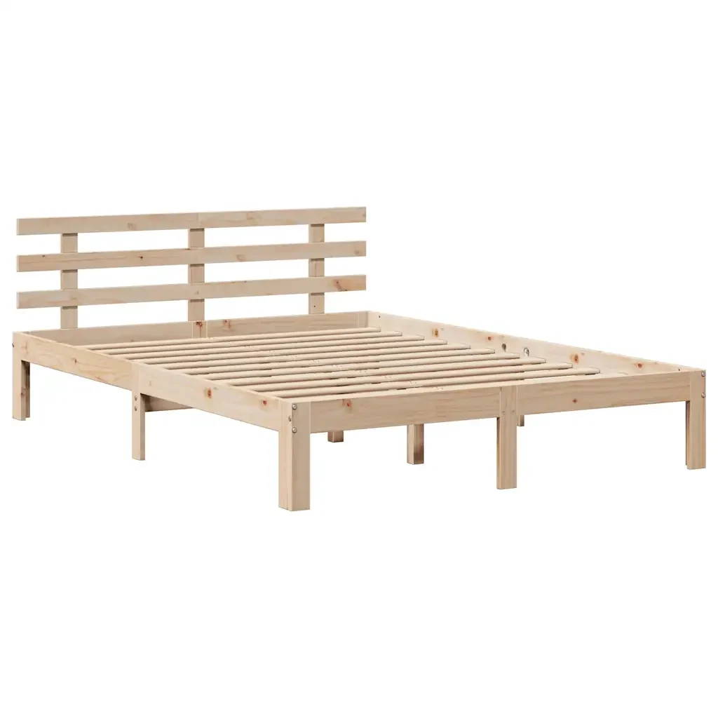 Letto matrimoniale | Letto per adulti | Giroletto con Testiera 140x200 cm in Legno Massello di Pino - Image 5