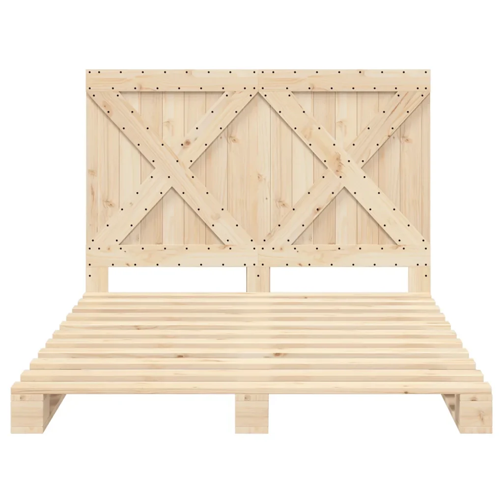 Letto matrimoniale | Letto per adulti | Giroletto con Testiera 140x200 cm in Legno Massello di Pino - Image 5