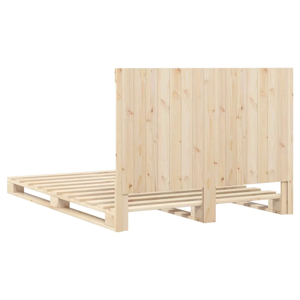 Letto matrimoniale | Letto per adulti | Giroletto con Testiera 140x200 cm in Legno Massello di Pino - Image 9