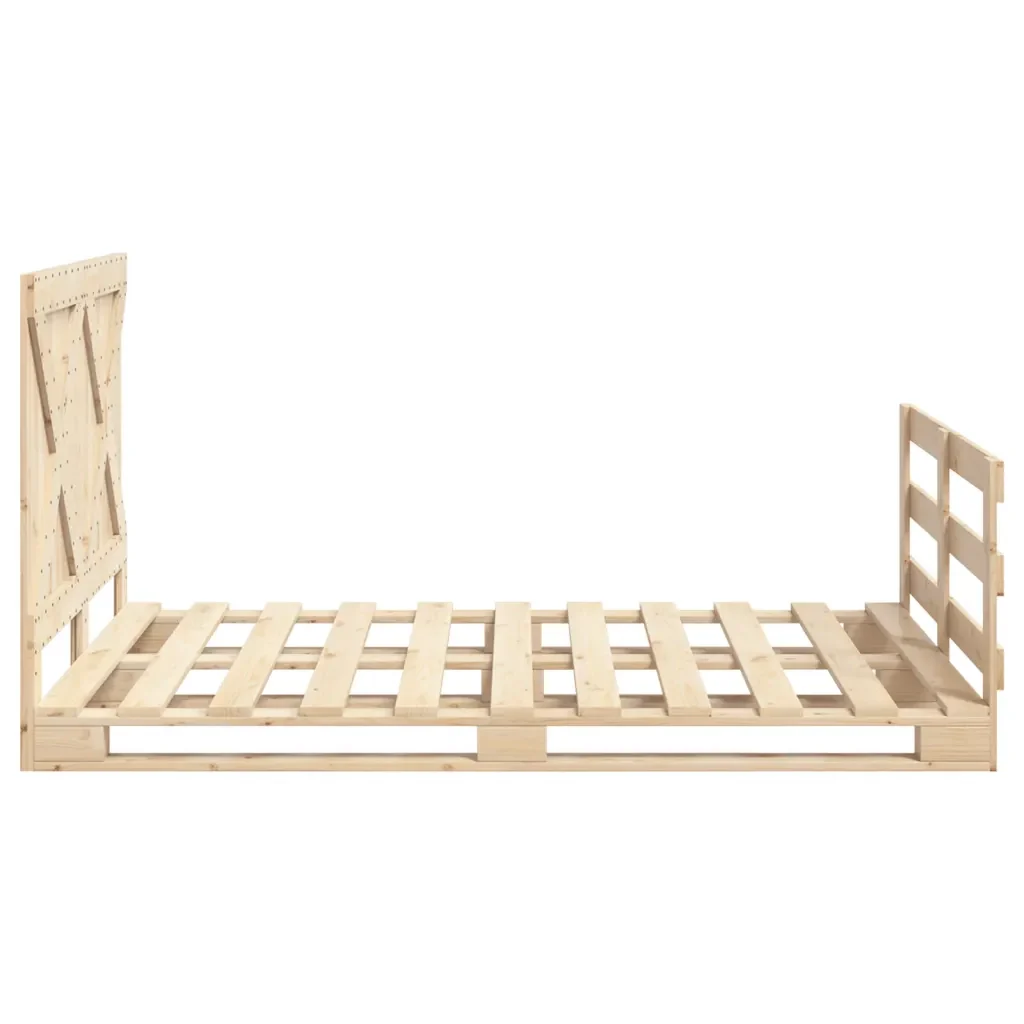 Letto matrimoniale | Letto per adulti | Giroletto con Testiera 140x200 cm in Legno Massello di Pino - Image 8