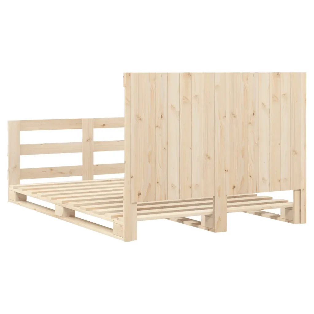 Letto matrimoniale | Letto per adulti | Giroletto con Testiera 140x200 cm in Legno Massello di Pino - Image 9