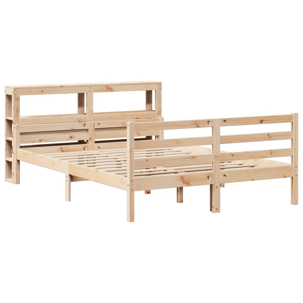 Letto matrimoniale | Letto per adulti | Giroletto con Testiera 140x200 cm in Legno Massello di Pino - Image 4