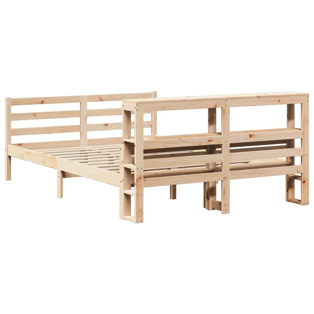 Letto matrimoniale | Letto per adulti | Giroletto con Testiera 140x200 cm in Legno Massello di Pino - Image 6