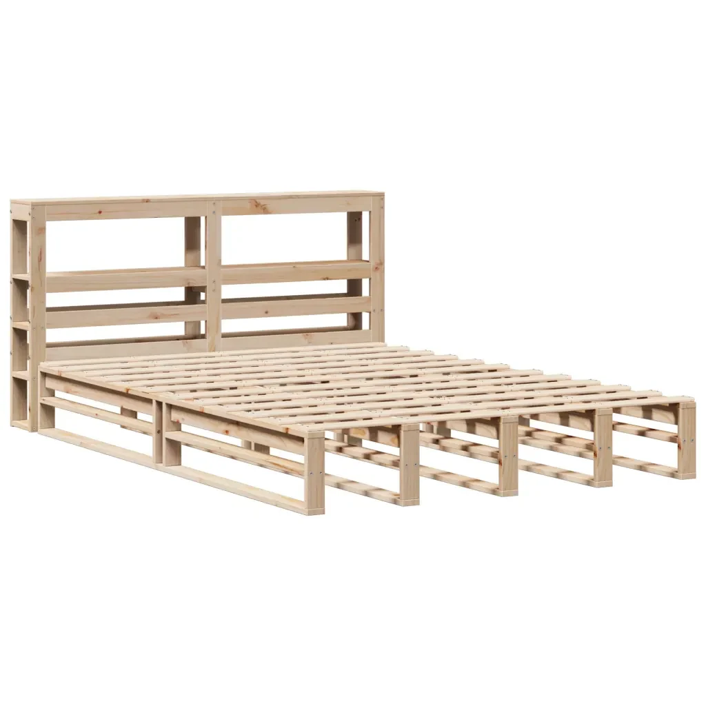 Letto matrimoniale | Letto per adulti | Giroletto con Testiera 140x200 cm in Legno Massello di Pino - Image 4