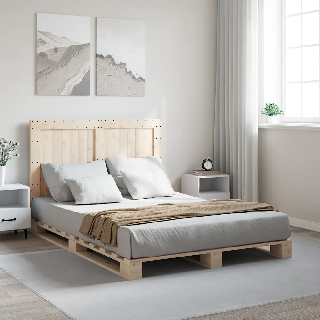 Letto matrimoniale | Letto per adulti | Giroletto con Testiera 140x200 cm in Legno Massello di Pino - Image 2