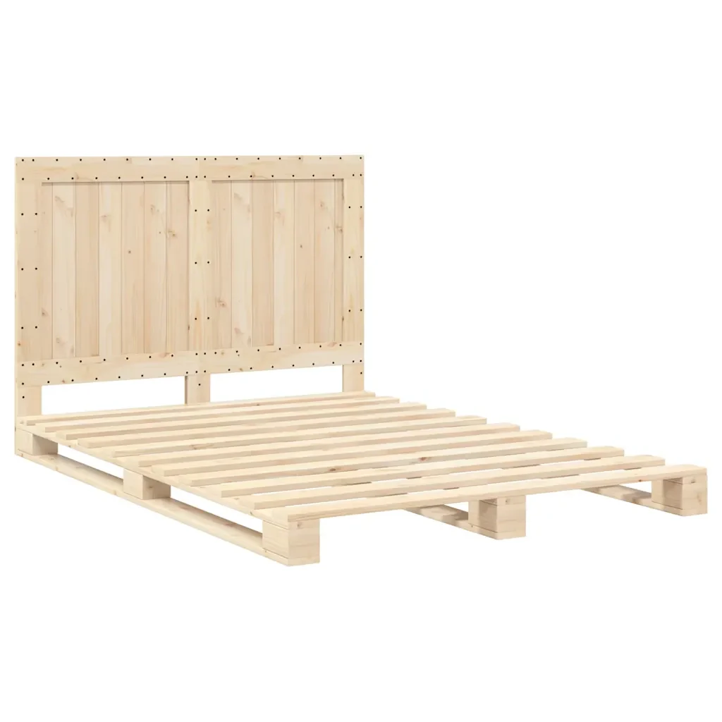 Letto matrimoniale | Letto per adulti | Giroletto con Testiera 140x200 cm in Legno Massello di Pino - Image 4