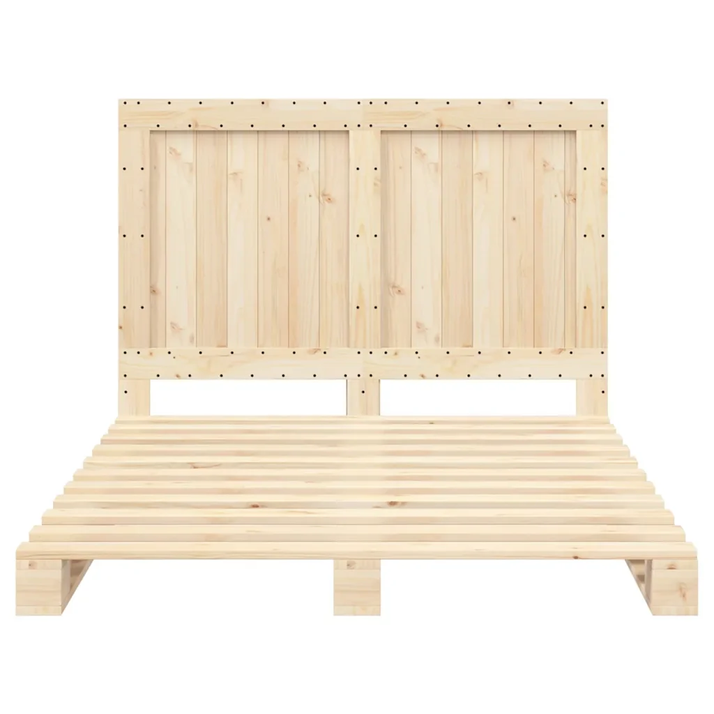 Letto matrimoniale | Letto per adulti | Giroletto con Testiera 140x200 cm in Legno Massello di Pino - Image 5