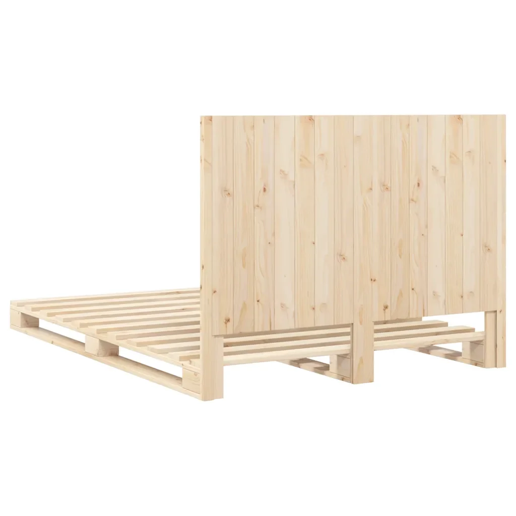 Letto matrimoniale | Letto per adulti | Giroletto con Testiera 140x200 cm in Legno Massello di Pino - Image 9