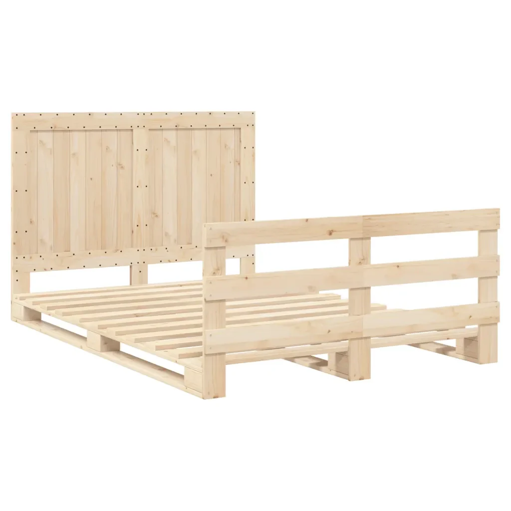 Letto matrimoniale | Letto per adulti | Giroletto con Testiera 140x200 cm in Legno Massello di Pino - Image 4