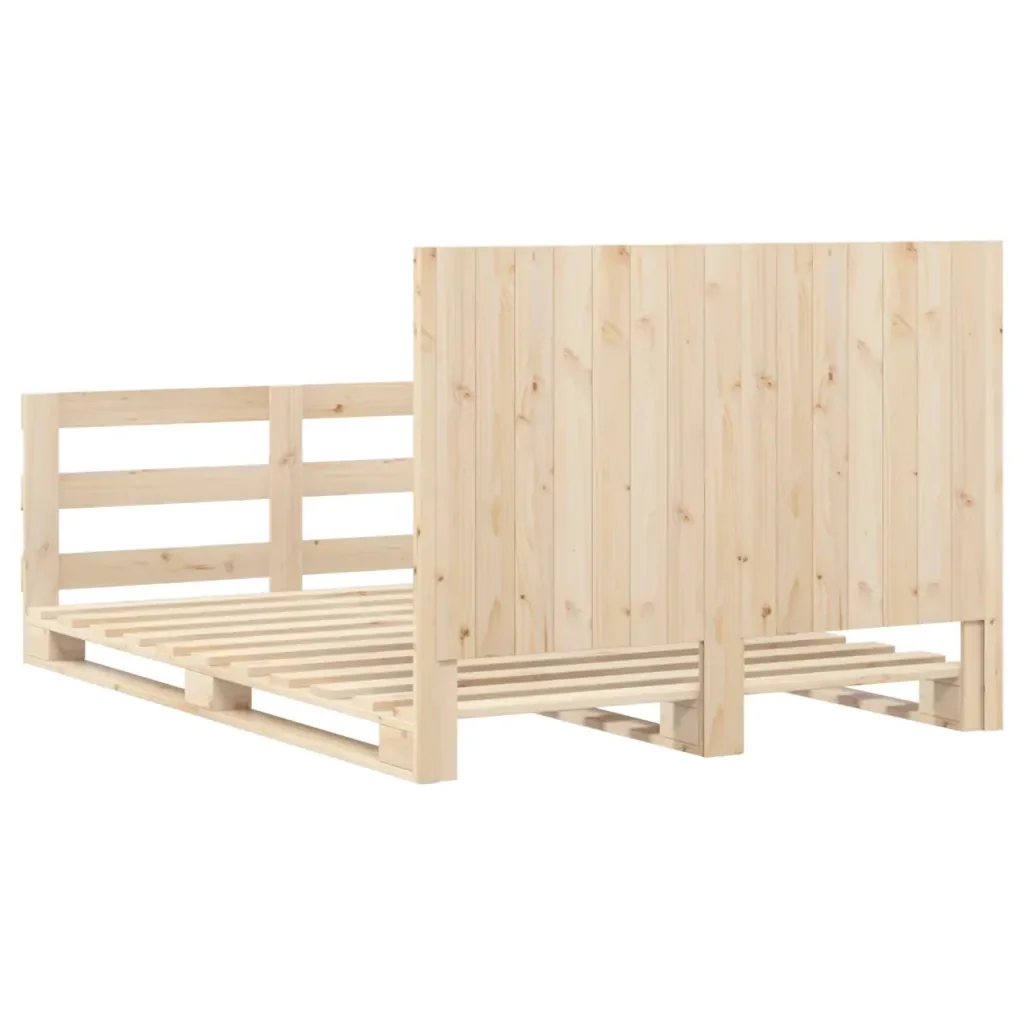 Letto matrimoniale | Letto per adulti | Giroletto con Testiera 140x200 cm in Legno Massello di Pino - Image 9