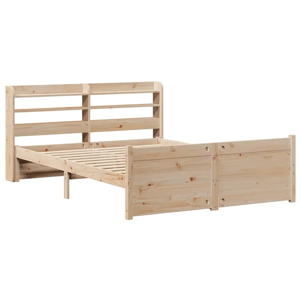 Letto matrimoniale | Letto per adulti | Giroletto con Testiera 150x200 cm in Legno Massello di Pino - Image 4