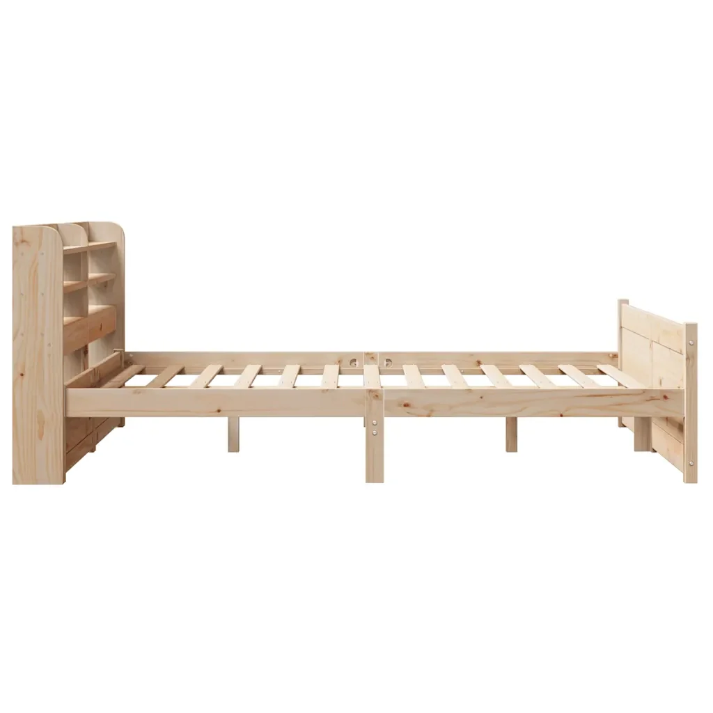 Letto matrimoniale | Letto per adulti | Giroletto con Testiera 150x200 cm in Legno Massello di Pino - Image 7