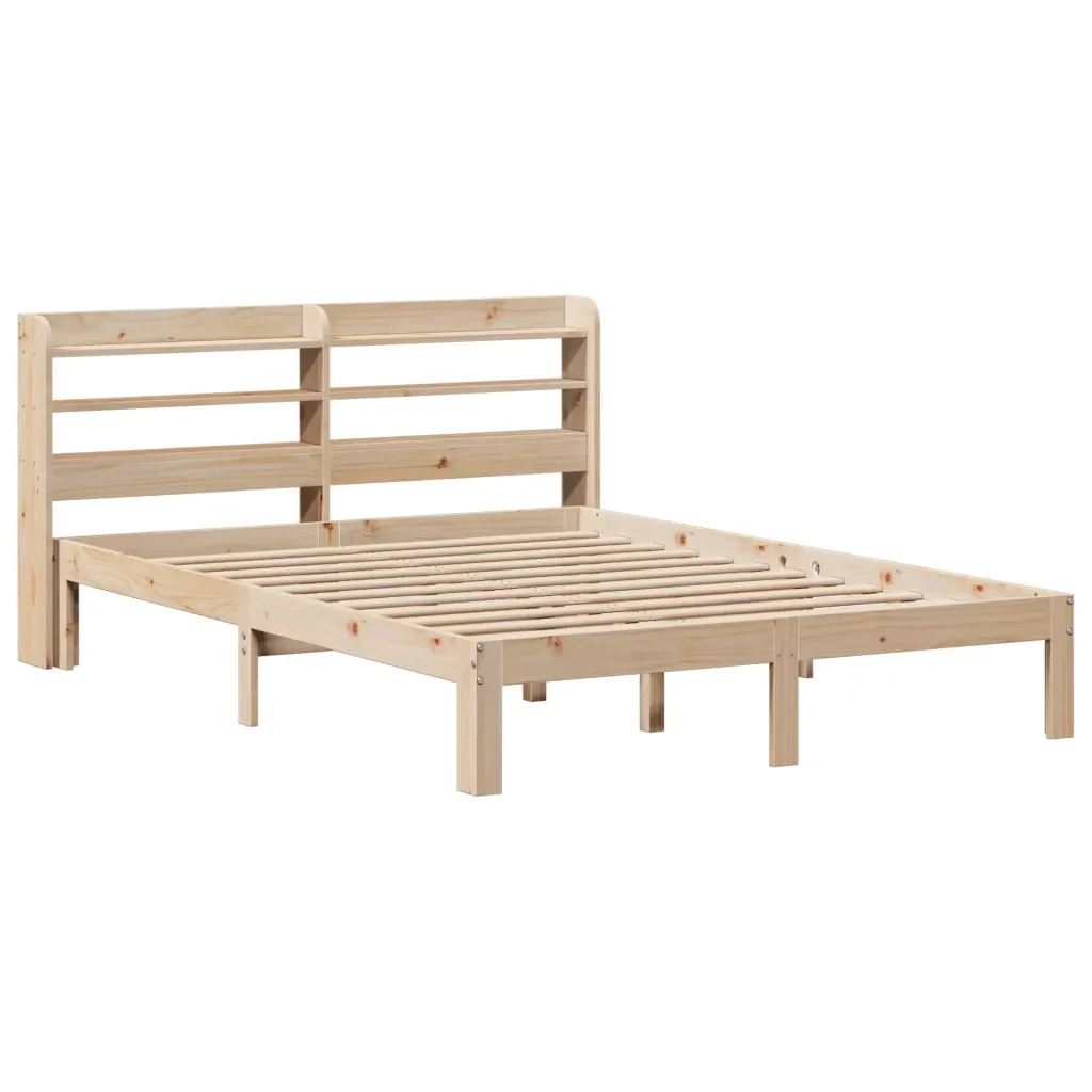 Letto matrimoniale | Letto per adulti | Giroletto con Testiera 150x200 cm in Legno Massello di Pino - Image 4