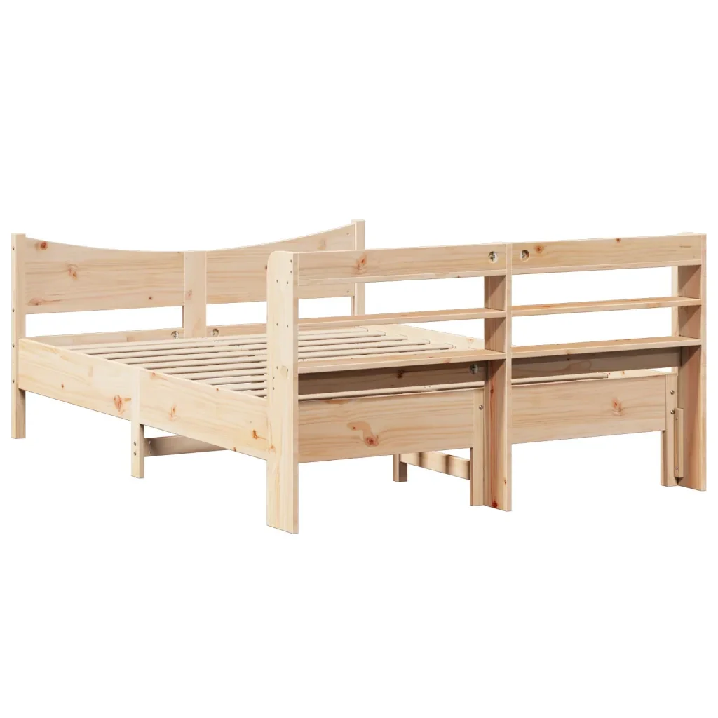 Letto matrimoniale | Letto per adulti | Giroletto con Testiera 160x200 cm in Legno Massello di Pino - Image 8