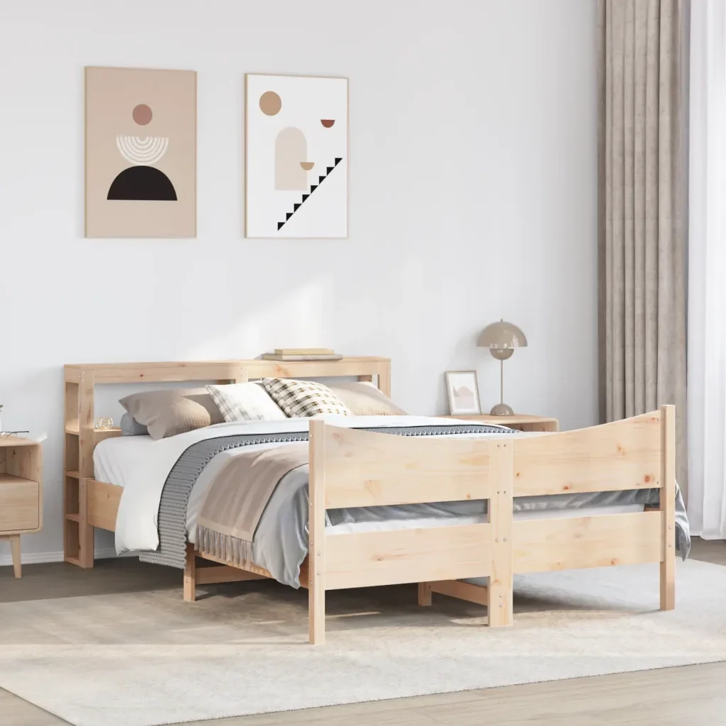 Letto matrimoniale | Letto per adulti | Giroletto con Testiera 160x200 cm in Legno Massello di Pino - Image 3