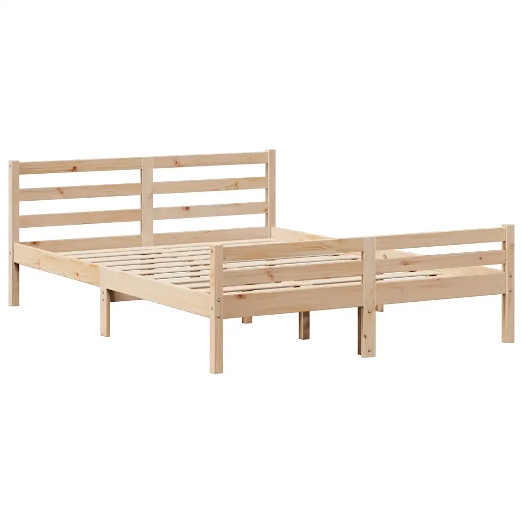 Letto matrimoniale | Letto per adulti | Giroletto con Testiera 160x200 cm in Legno Massello di Pino - Image 5
