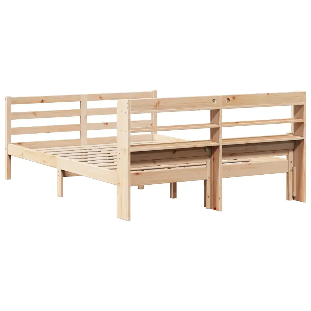 Letto matrimoniale | Letto per adulti | Giroletto con Testiera 160x200 cm in Legno Massello di Pino - Image 8