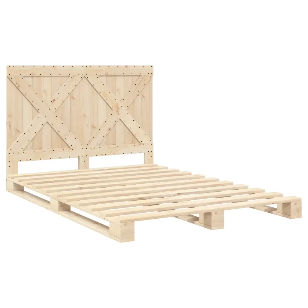 Letto matrimoniale | Letto per adulti | Giroletto con Testiera 160x200 cm in Legno Massello di Pino - Image 4
