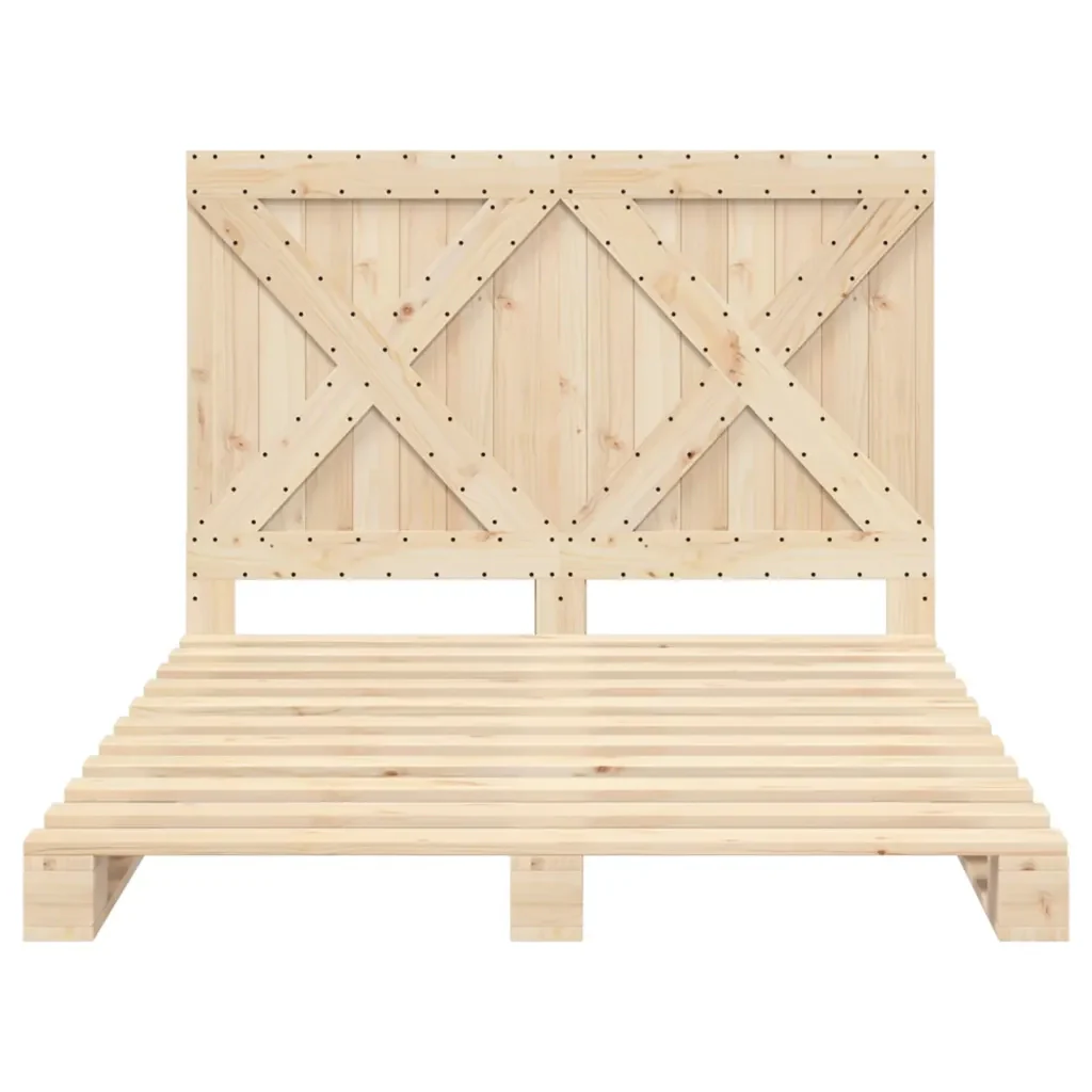 Letto matrimoniale | Letto per adulti | Giroletto con Testiera 160x200 cm in Legno Massello di Pino - Image 5