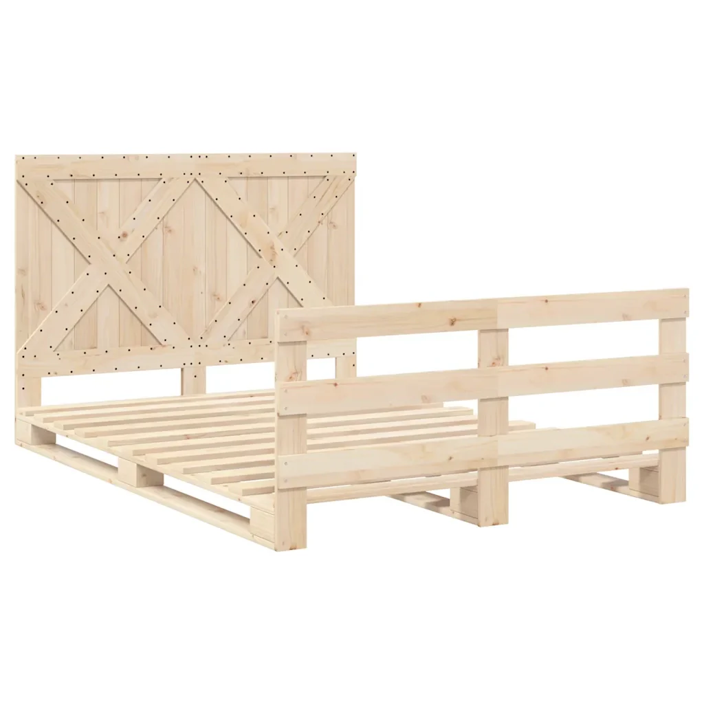 Letto matrimoniale | Letto per adulti | Giroletto con Testiera 160x200 cm in Legno Massello di Pino - Image 3