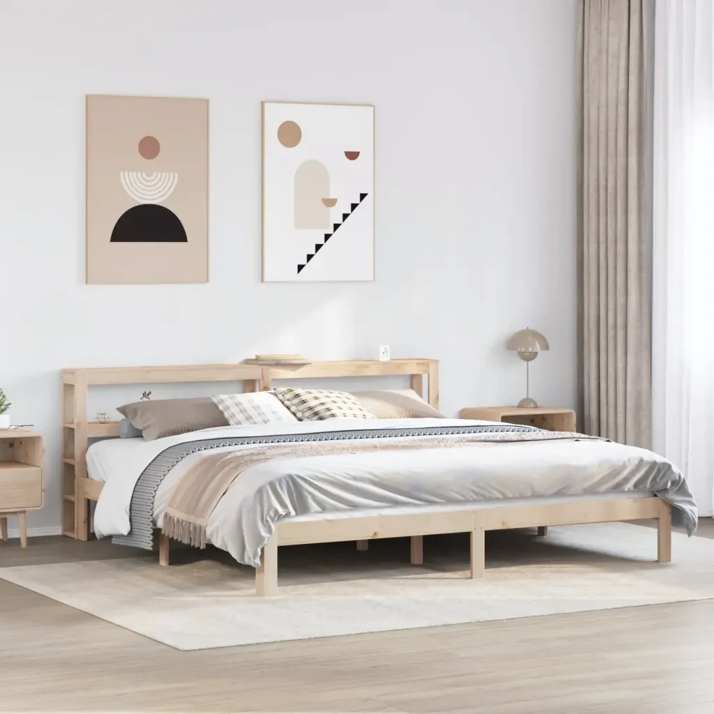 Letto matrimoniale | Letto per adulti | Giroletto con Testiera 180x200 cm Massello Pino - Image 2