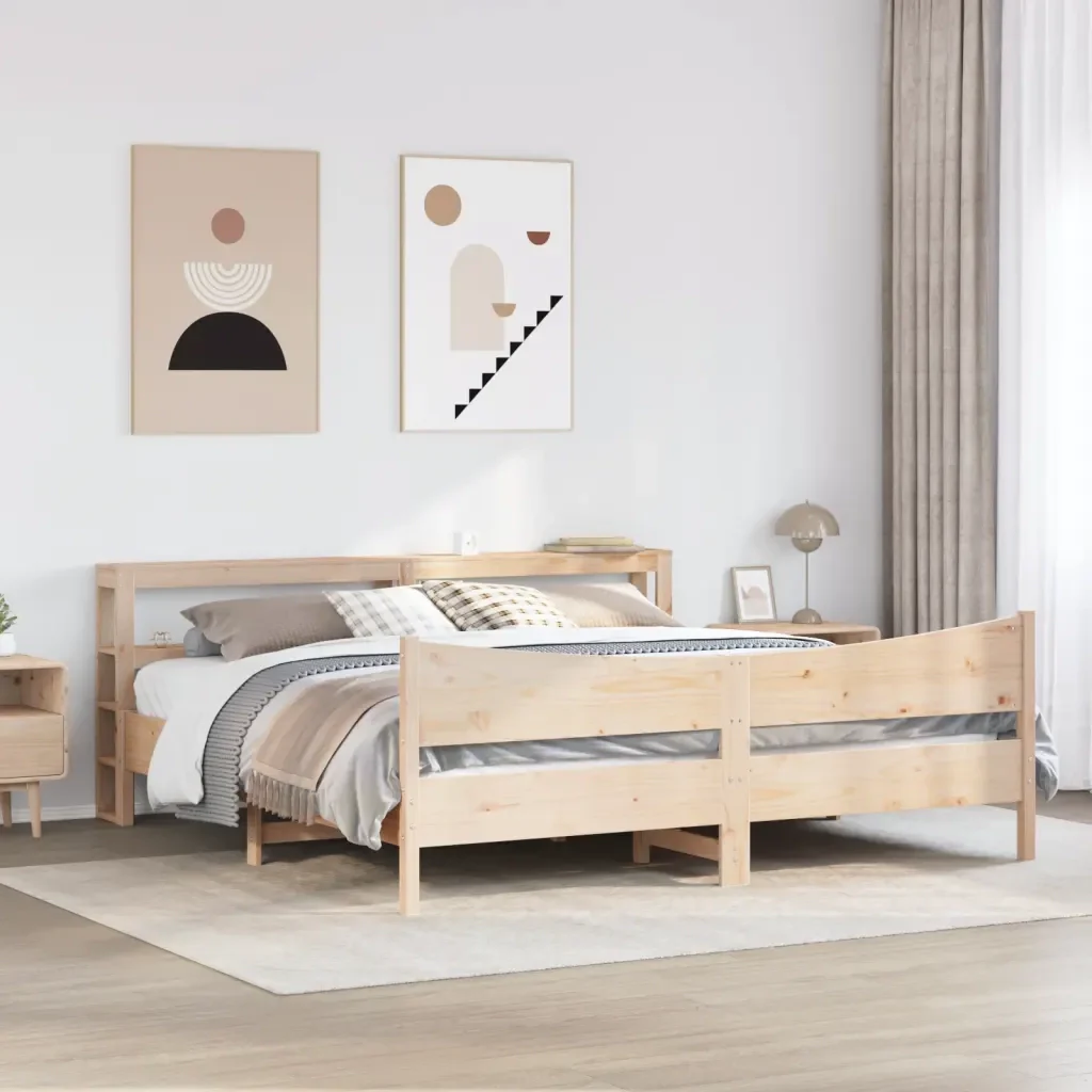 Letto matrimoniale | Letto per adulti | Giroletto con Testiera 180x200 cm Massello Pino - Image 3