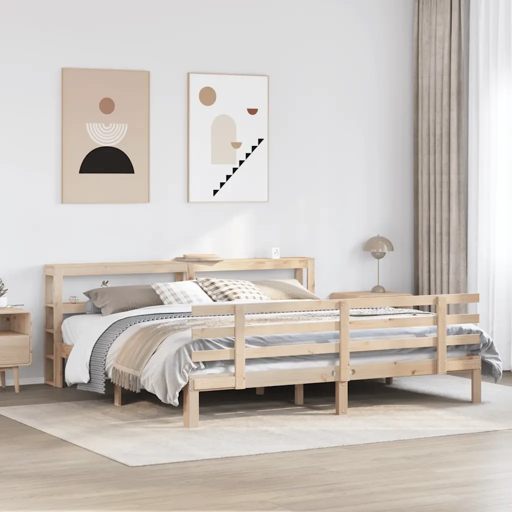 Letto matrimoniale | Letto per adulti | Giroletto con Testiera 180x200 cm Massello Pino - Image 2