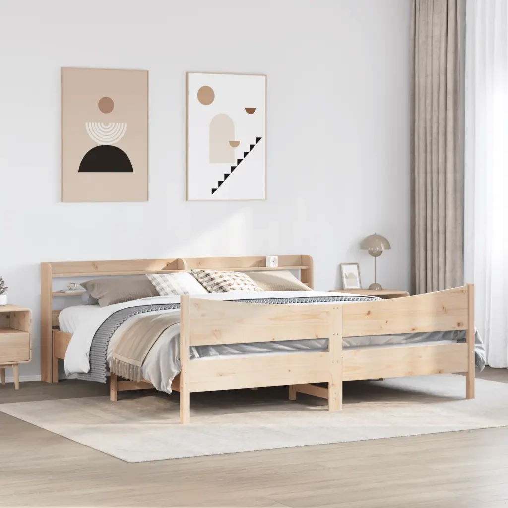 Letto matrimoniale | Letto per adulti | Giroletto con Testiera 180x200 cm Massello Pino - Image 3