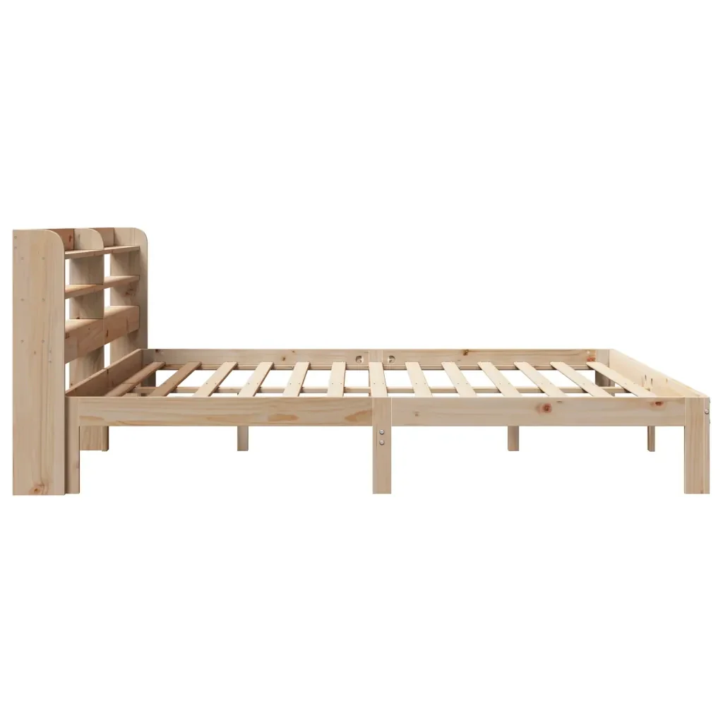 Letto matrimoniale | Letto per adulti | Giroletto con Testiera 200x200 cm in Legno Massello di Pino - Image 5