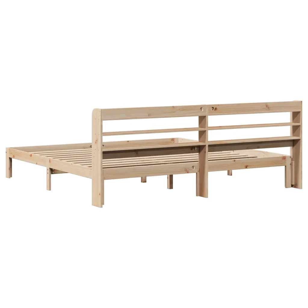 Letto matrimoniale | Letto per adulti | Giroletto con Testiera 200x200 cm in Legno Massello di Pino - Image 6