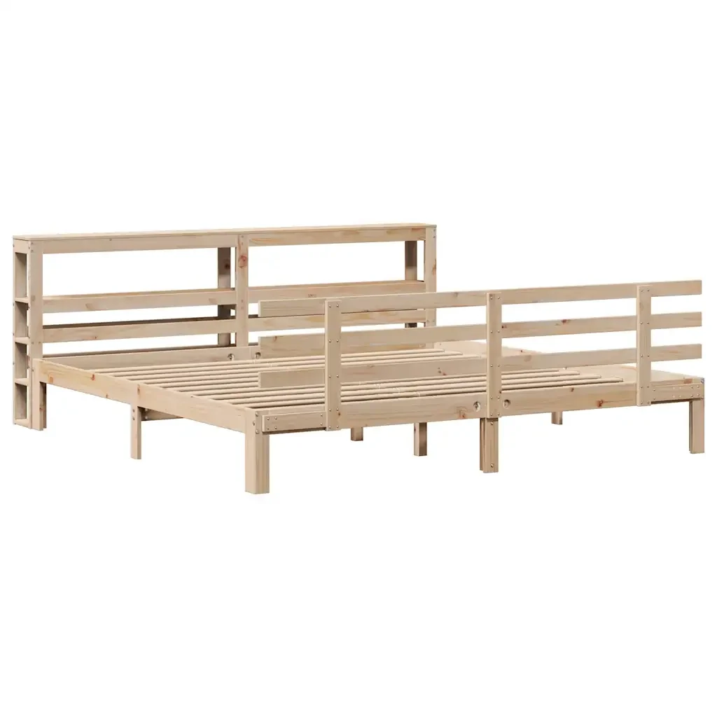 Letto matrimoniale | Letto per adulti | Giroletto con Testiera 200x200 cm in Legno Massello di Pino - Image 3