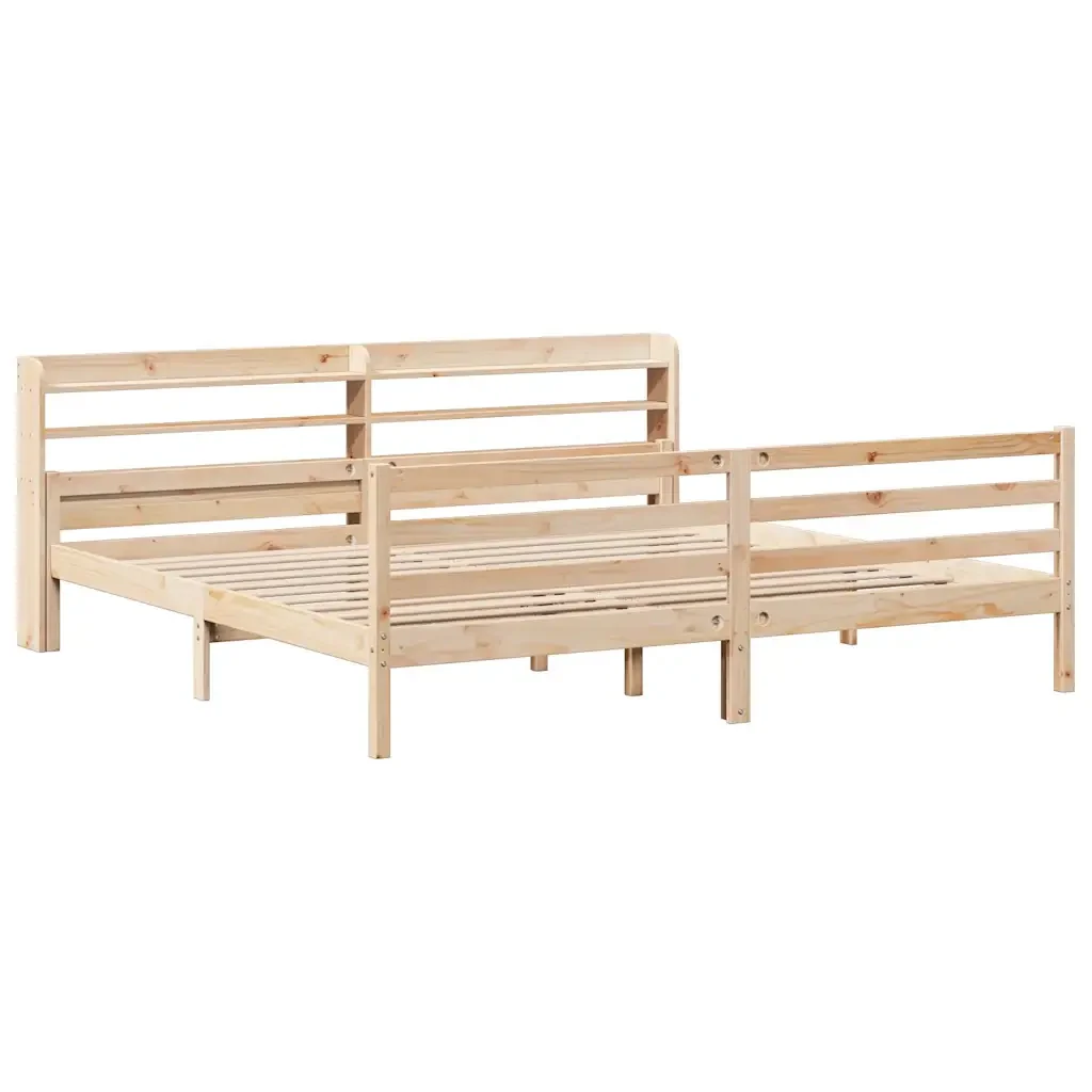 Letto matrimoniale | Letto per adulti | Giroletto con Testiera 200x200 cm in Legno Massello di Pino - Image 3