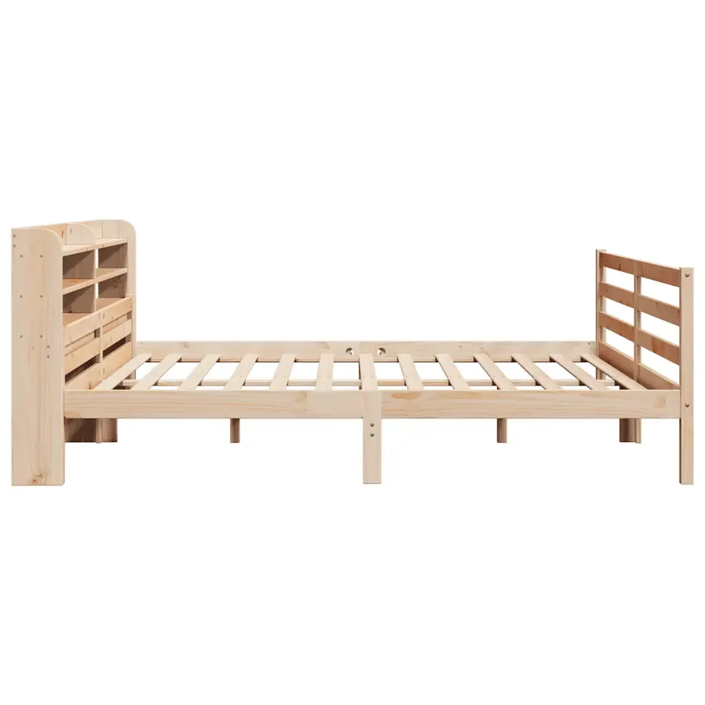 Letto matrimoniale | Letto per adulti | Giroletto con Testiera 200x200 cm in Legno Massello di Pino - Image 7