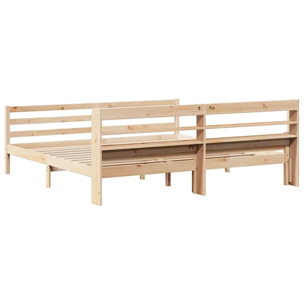 Letto matrimoniale | Letto per adulti | Giroletto con Testiera 200x200 cm in Legno Massello di Pino - Image 8