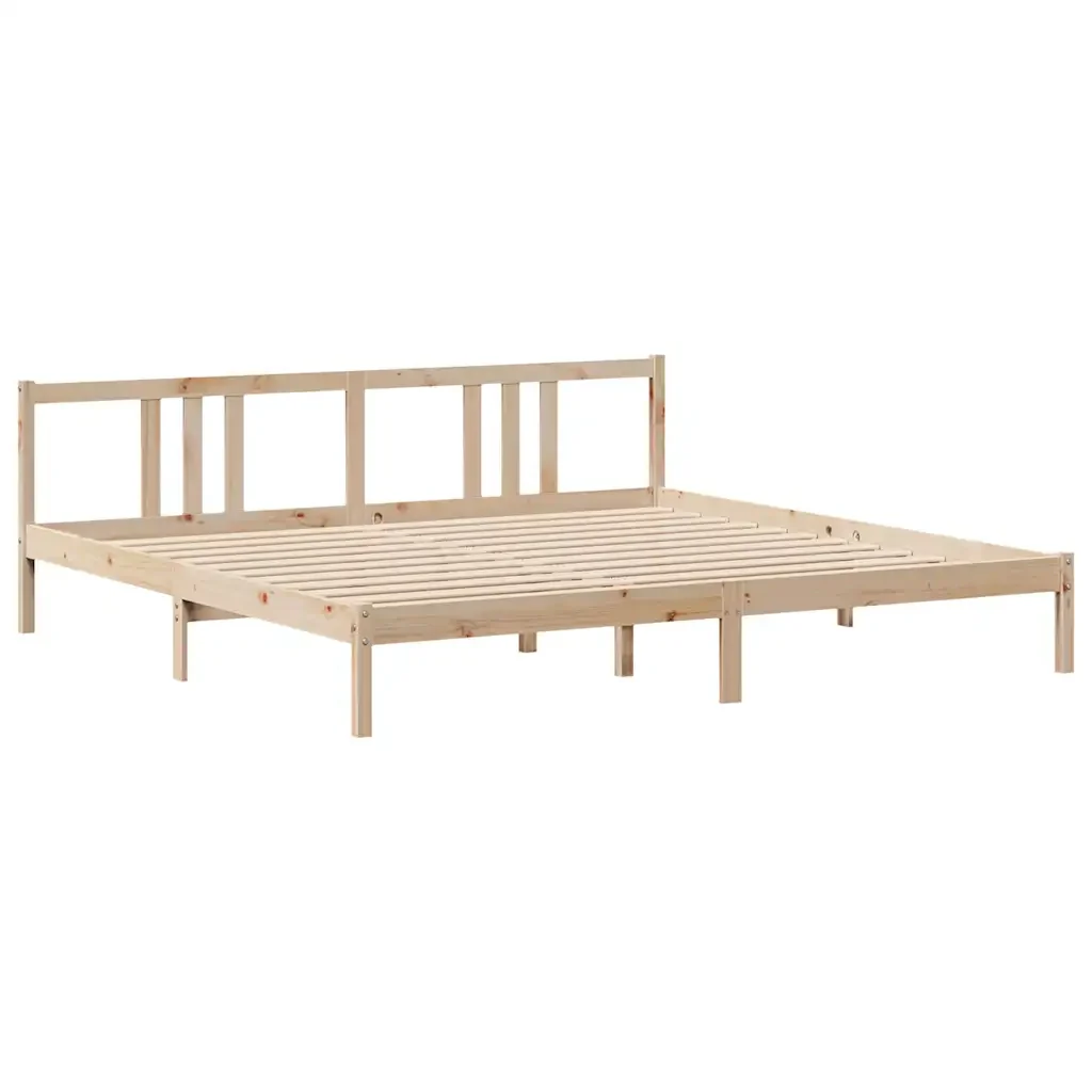 Letto matrimoniale | Letto per adulti | Giroletto con Testiera 200x200 cm in Legno Massello di Pino - Image 5