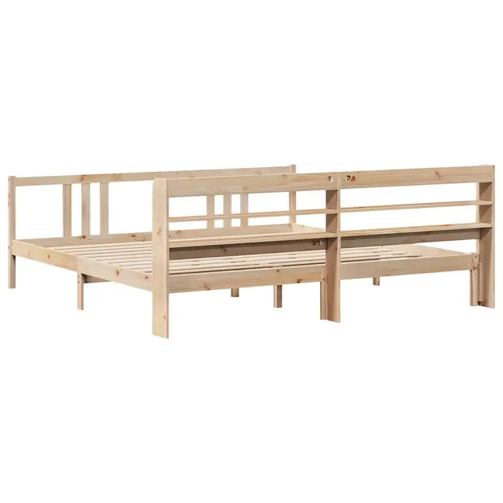 Letto matrimoniale | Letto per adulti | Giroletto con Testiera 200x200 cm in Legno Massello di Pino - Image 8