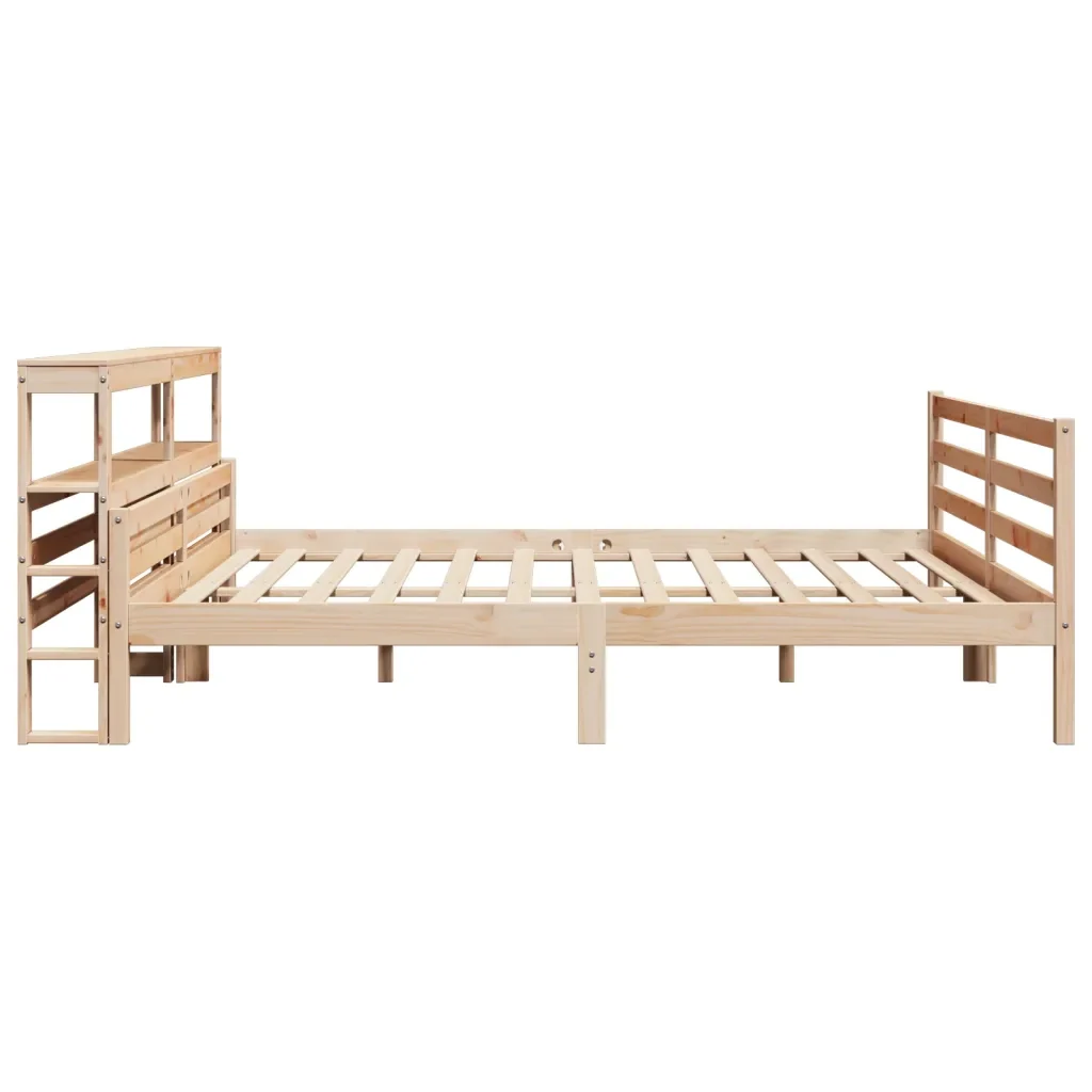 Letto matrimoniale | Letto per adulti | Giroletto con Testiera 200x200 cm in Legno Massello di Pino - Image 5