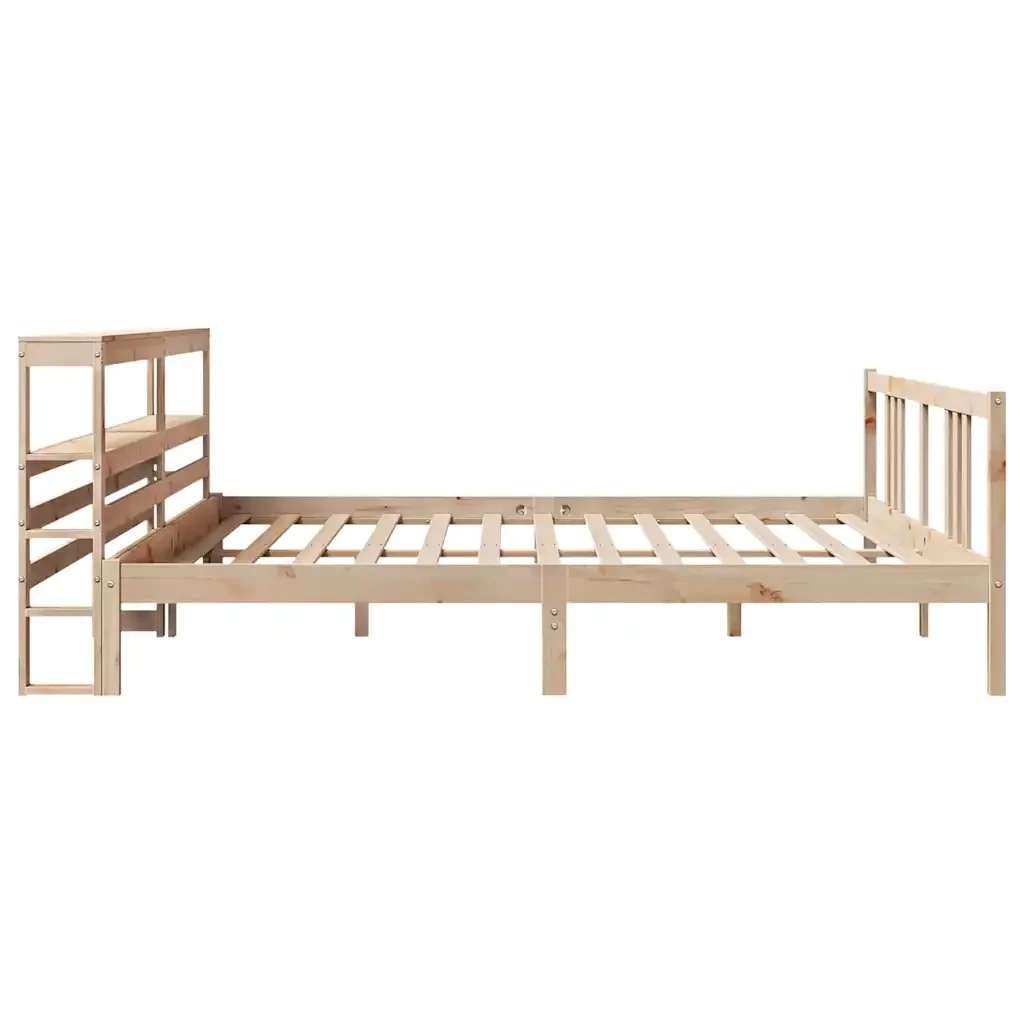 Letto matrimoniale | Letto per adulti | Giroletto con Testiera 200x200 cm in Legno Massello di Pino - Image 5