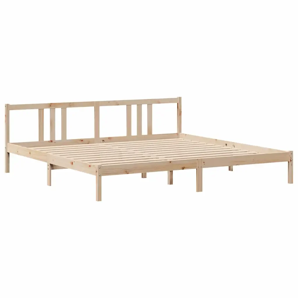 Letto matrimoniale | Letto per adulti | Giroletto con Testiera 200x200 cm in Legno Massello di Pino - Image 7