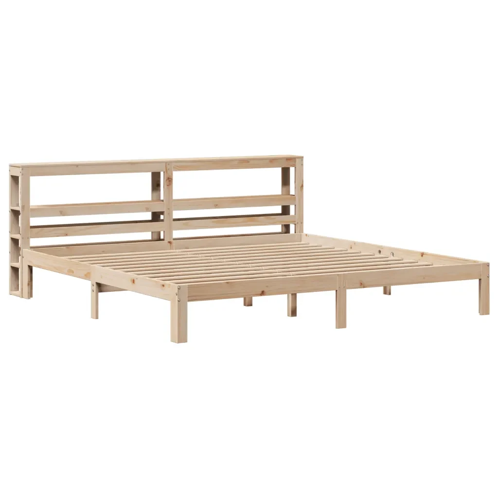 Letto matrimoniale | Letto per adulti | Giroletto con Testiera 200x200 cm in Legno Massello di Pino - Image 3