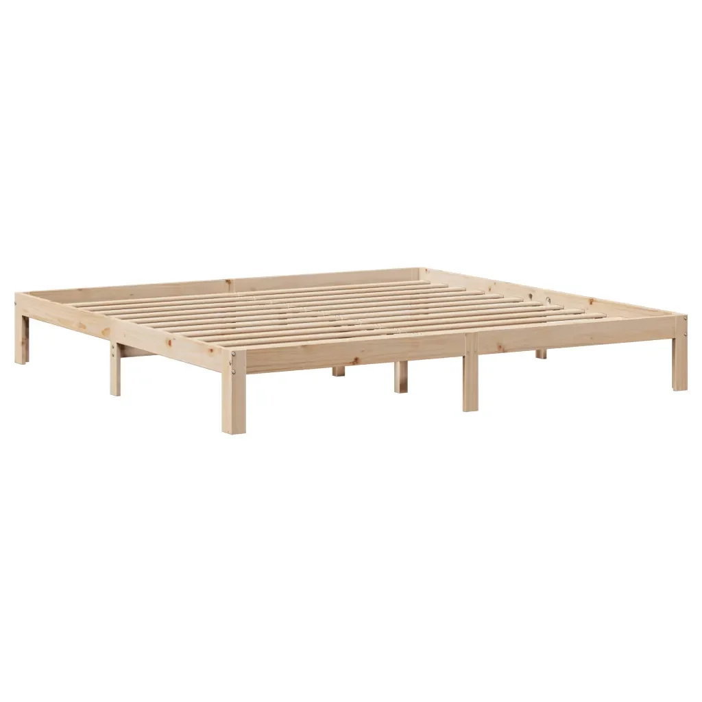 Letto matrimoniale | Letto per adulti | Giroletto con Testiera 200x200 cm in Legno Massello di Pino - Image 7