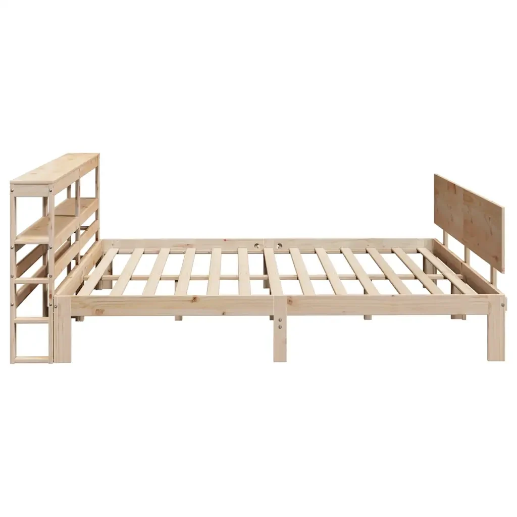 Letto matrimoniale | Letto per adulti | Giroletto con Testiera 200x200 cm in Legno Massello di Pino - Image 5