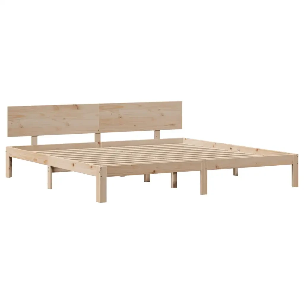Letto matrimoniale | Letto per adulti | Giroletto con Testiera 200x200 cm in Legno Massello di Pino - Image 7