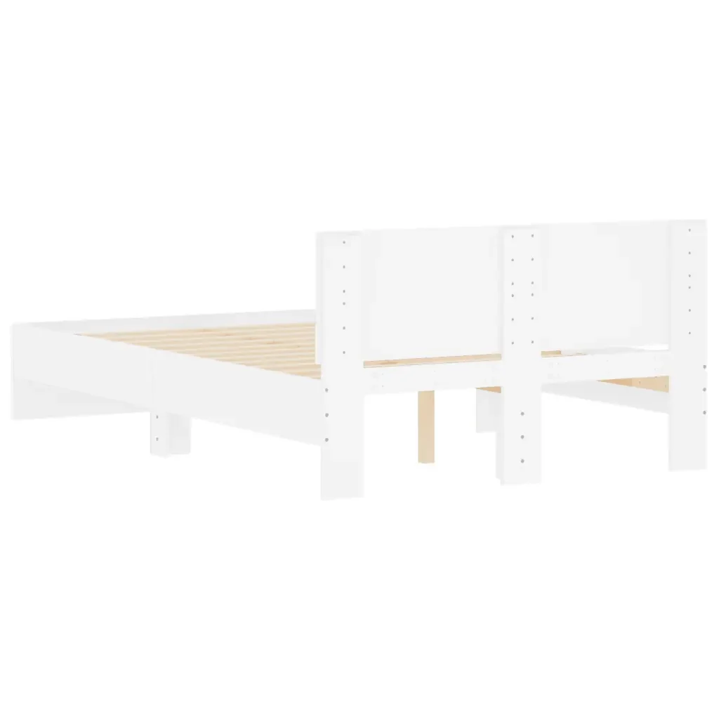 Letto matrimoniale | Letto per adulti | Giroletto con Testiera Bianco 120x190 cm - Image 7