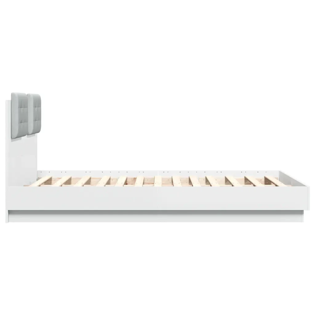 Letto matrimoniale | Letto per adulti | Giroletto con Testiera Bianco 120x190 cm in Legno Multistrato - Image 5