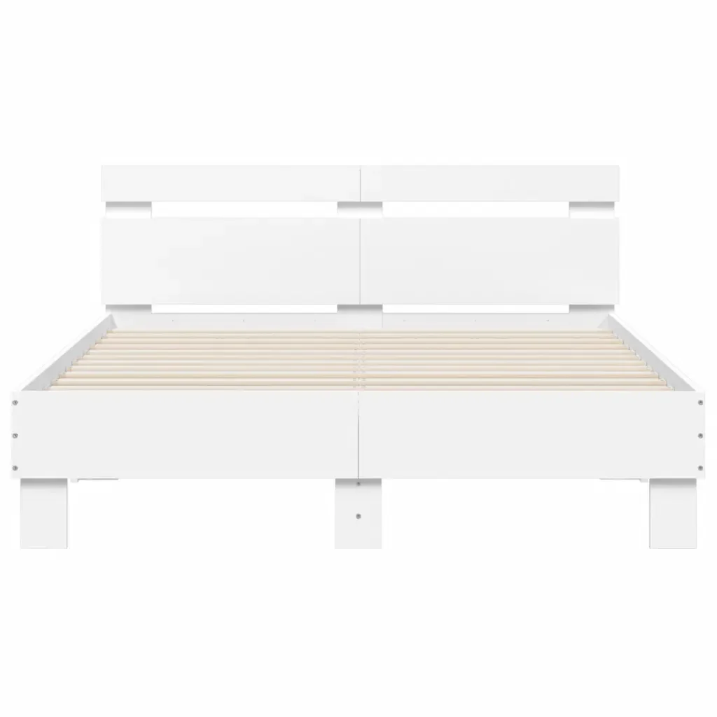 Letto matrimoniale | Letto per adulti | Giroletto con Testiera Bianco 120x190 cm in Legno Multistrato - Image 5