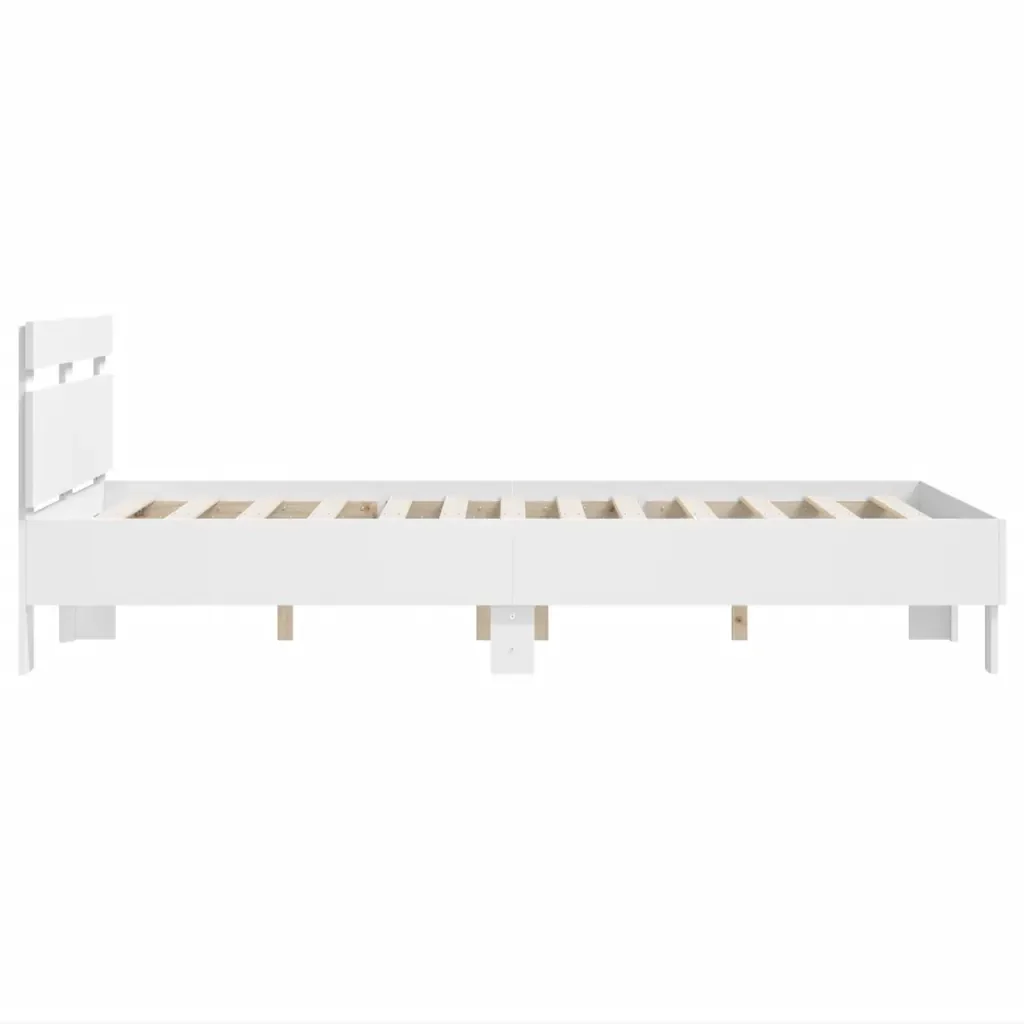 Letto matrimoniale | Letto per adulti | Giroletto con Testiera Bianco 120x190 cm in Legno Multistrato - Image 6