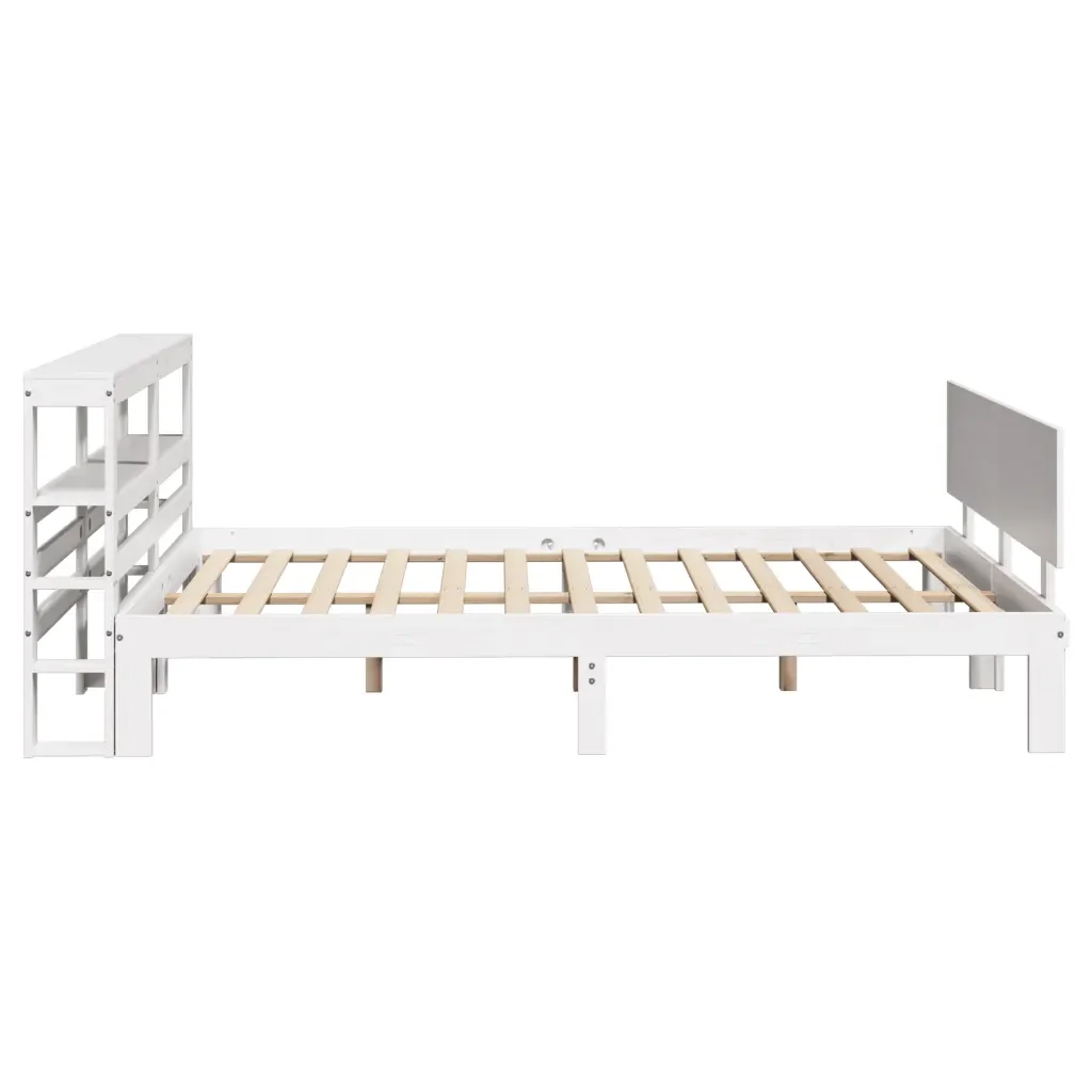 Letto matrimoniale | Letto per adulti | Giroletto con Testiera Bianco 120x190 cm Legno Massello di Pino - Image 5