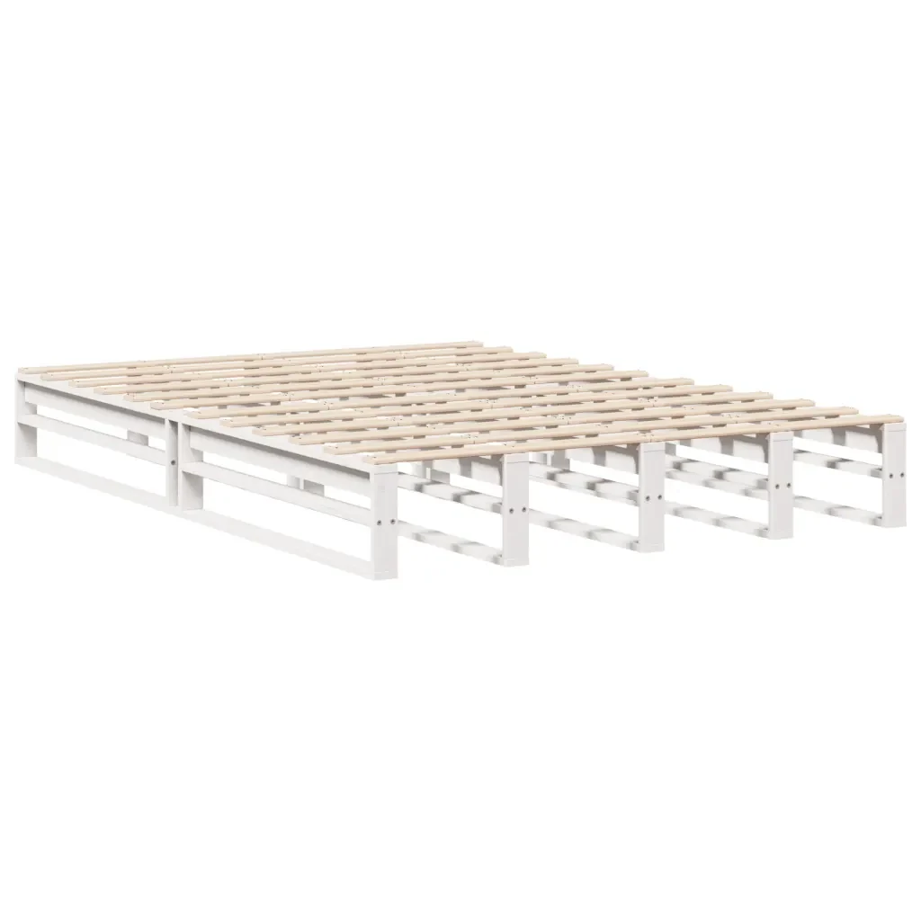 Letto matrimoniale | Letto per adulti | Giroletto con Testiera Bianco 120x190 cm Legno Massello di Pino - Image 5