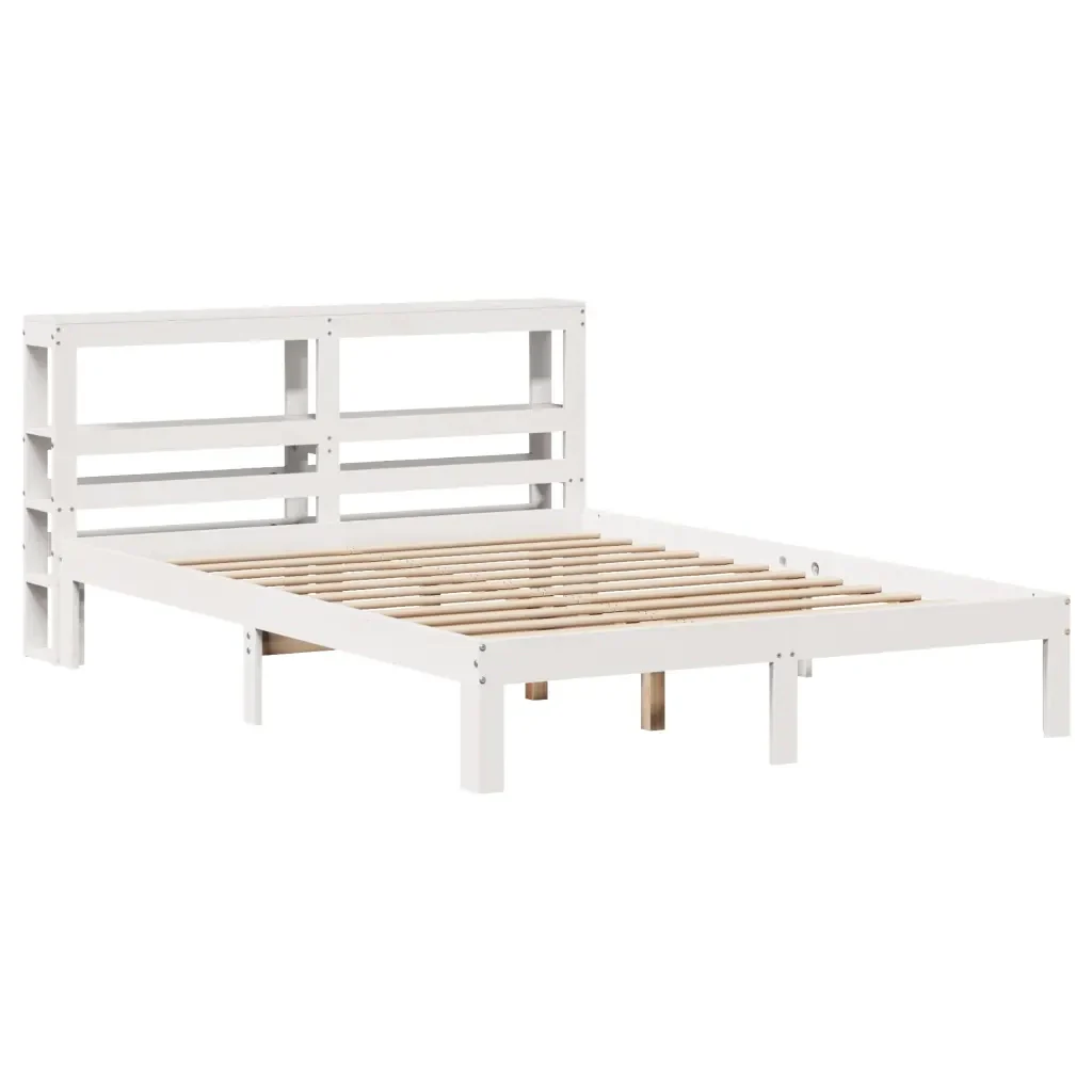 Letto matrimoniale | Letto per adulti | Giroletto con Testiera Bianco 120x190 cm Legno Massello di Pino - Image 4